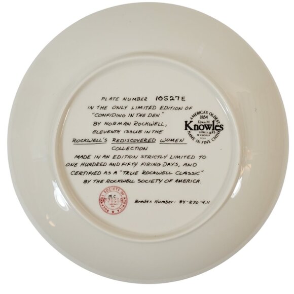 Vintage Norman Rockwell Collector Plate "Confiding in the Den" 1983 - Picture 2 of 6